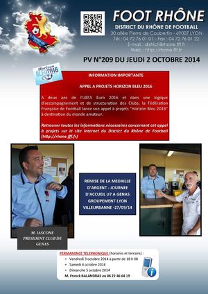 PV 209 du jeudi 2 octobre 2014