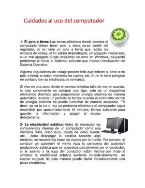 Cuidados Que Debemos Tener Con El computador