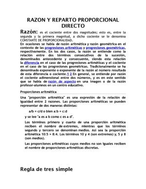 Razon Y Reparto Proporcional Simple
