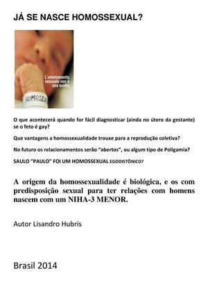 jÁ SE NASCE HOMOSSEXUAL