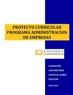 Proyecto Curricular Programa Administracion De Empresas