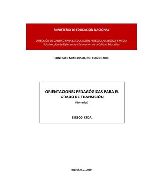 Orientaciones Pedagógicas Para El Grado Transición