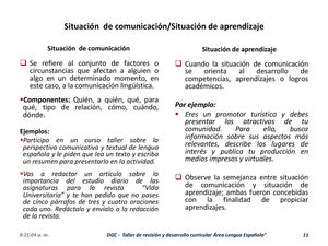 Situaciones de comunicación y aprendizajes