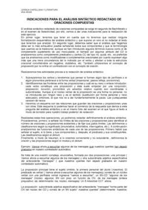 Indicaciones Para Redactar Un Análisis Sintáctico
