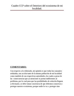 Deteriorio del Ecosistema de mi Localidad