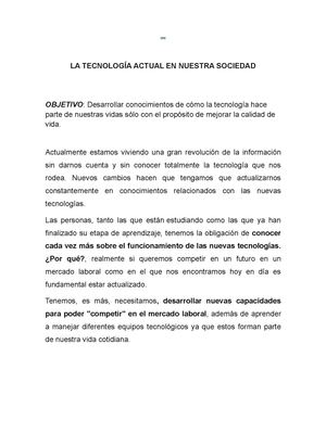 La Tecnología Actual En Nuestra Sociedad