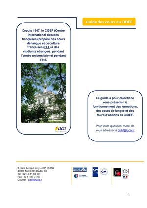 Guide des cours au CIDEF