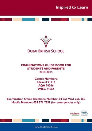 Dubai British School - Examination Guidebook