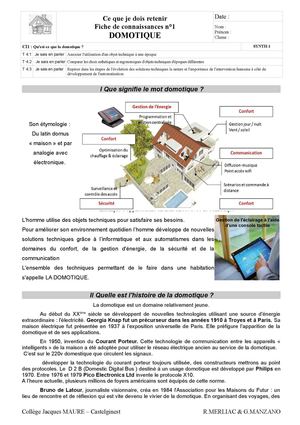 fiche de connaissances 1 domotique