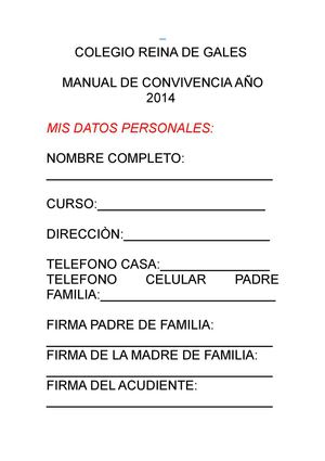 Manual De Convivencia 2014 Coelgio Reina De Gales