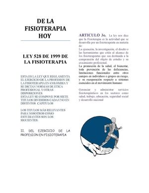 Revista ley 528 de la Fisioterapia