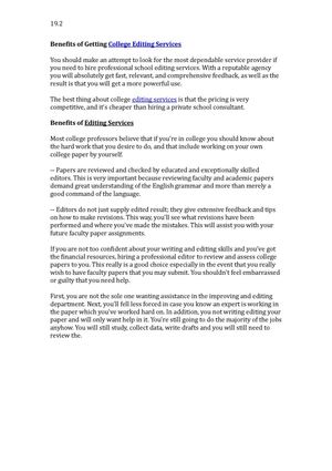 Benefits of Getting College Editing Services