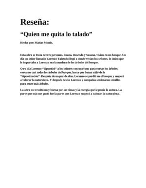 Reseña Quien Me Quita Lo Talado Matías Munin