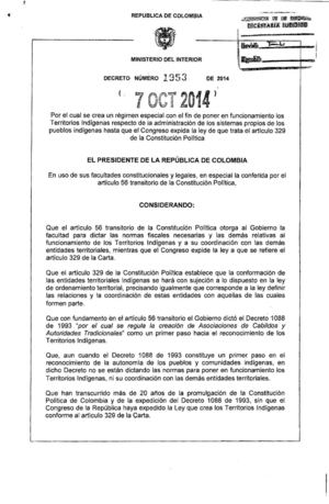 Decreto 1953 Del 07 De Octubre De 2014