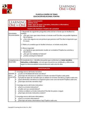 Tema Tipos De Texto I (Narrativo, Instructivo E Informativo)