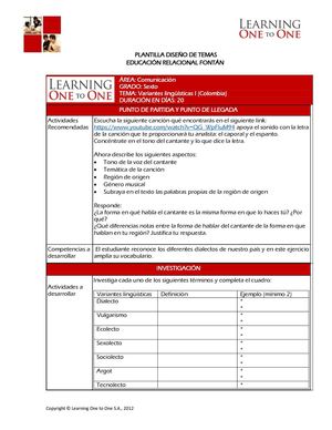 Tema Variantes Lingüísticas I (Colombia)