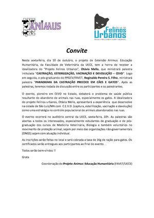 Convite Palestra Projeto Animus