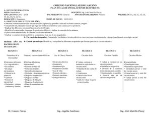 Bloques Y Plan Anual De Instalaciones Electricas Ing Ariel Marcillo P