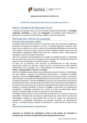 Criterios Avaliação 9ano EV