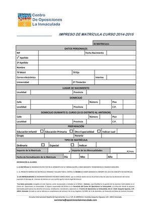 Impreso De Matriculación