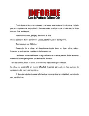 Comentario sobre una clase de matemática de un compañero.