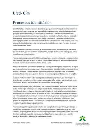 Calam o Processos Identit rios Calam o Processos Identit rios