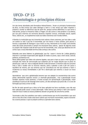 Ufcd Cp 15 Deontologia E Princípios éTicos