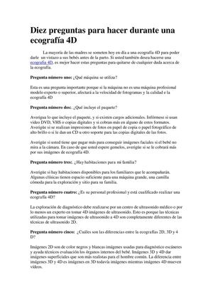 Ecografia 4d Preguntas para la primera sesion