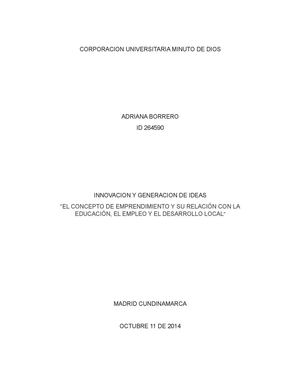 “El concepto de emprendimiento y su relación con la educación, el empleo y el desarrollo local”