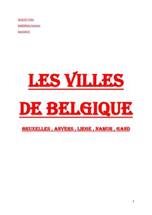 Les Villes De Belgique Pdf