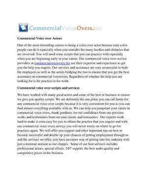 Commercial Voice Over Actors