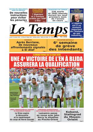 Le Temps d'Algérie Edition du Lundi 13 Octobre 2014