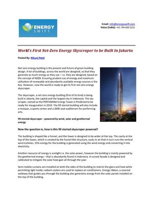 World’s First Net Zero Energy Skyscraper To Be Built In Jakarta