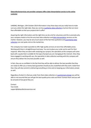 Datacollectionservices.net provider company offers data interpretation service to the online customer