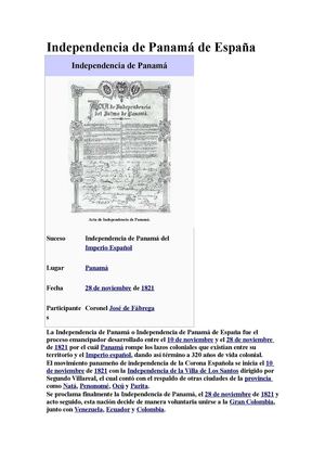 Independencia De Panamá De España