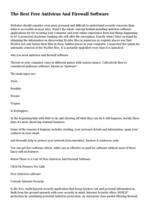 The Best Free Antivirus And Firewall Software