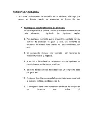 Números De Oxidación