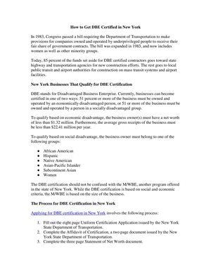 How To Get Dbe Certified In New York