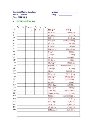 Correcció Exercicis Canvis Unitats