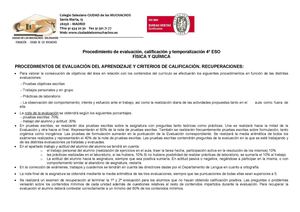 Criterios Calificación Evaluación Física Y Química 4º Eso