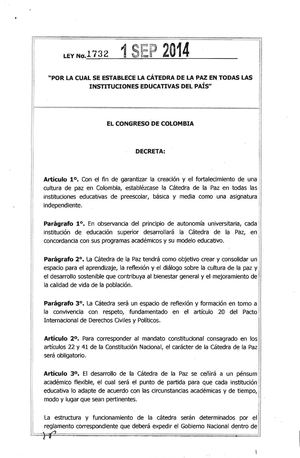 Ley 1732 Del 01 De Septiembre De 2014