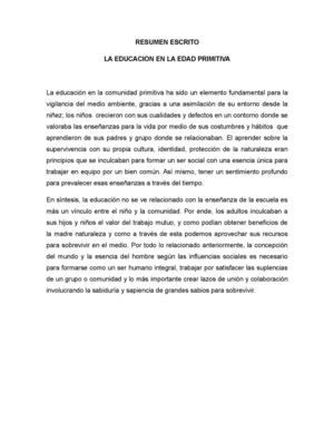 La educación en la edad primitiva