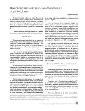 Diversidad Cultural Justicias , Economias Y Organizaciones