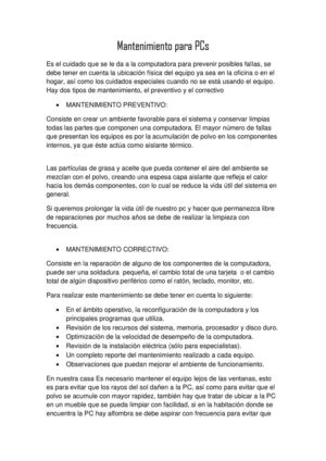 Mantenimiento Para Pcs
