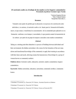 El Curriculo Oculti En El Trabajo De Las Madres Comunitarias Gl