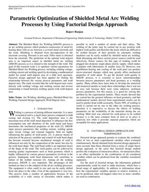 Calaméo - Ijsrp - Parametric Optimization of Shielded Metal Arc Welding ...