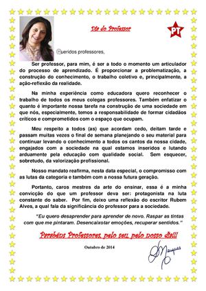 Carta em Homenagem ao dia dos professores