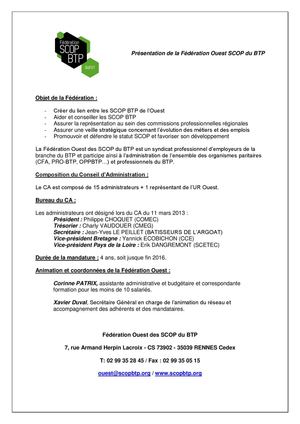 Présentation Fédération Ouest SCOP BTP