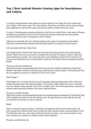 Top 5 Best Android Shooter Gaming Apps for Smartphones and Tablets.