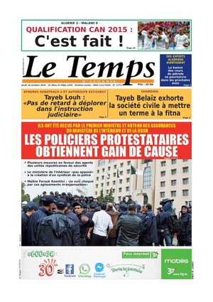 Le Temps d'Algérie Edition du jeudi 16 Octobre 2014